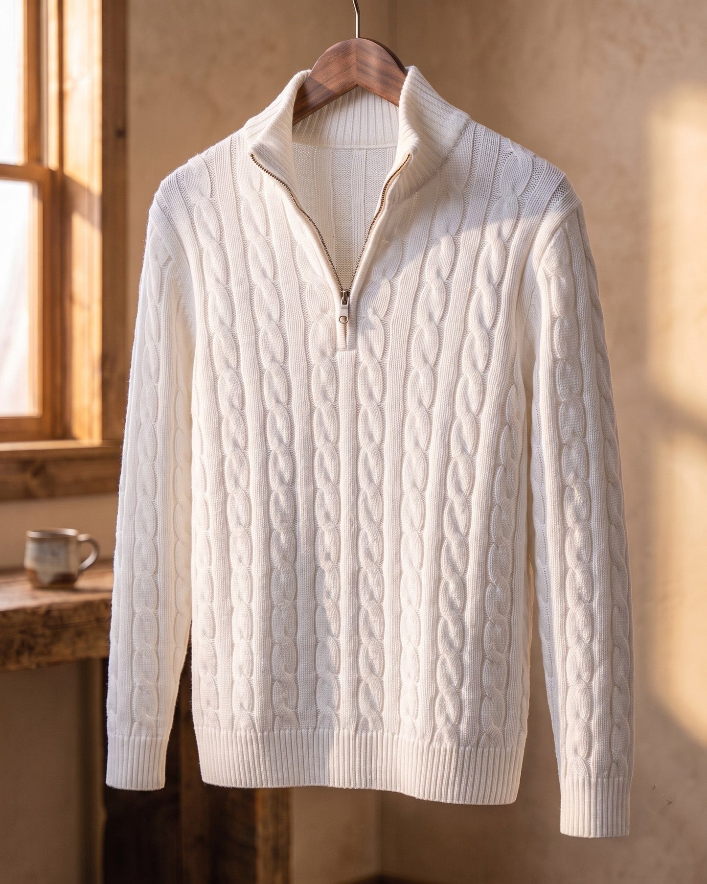 Vicente Cable Knit Quarter-Zip Sweater
